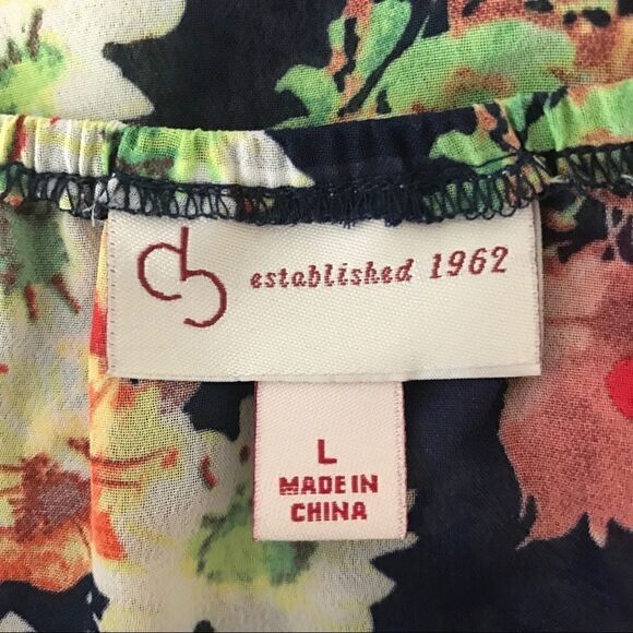 CB Established 1962 Navy Floral Semi Sheer blouse - Picture 8 of 10